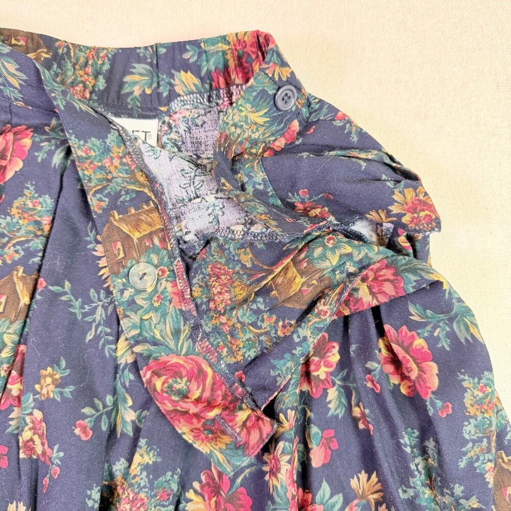 Vintage 90s Koret Floral Rose Midi Skirt Women's 4 Petite Romantic Button Front - Picture 5 of 14